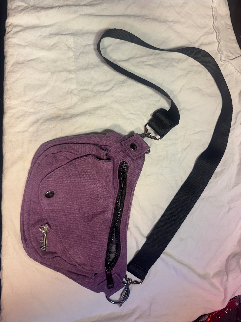 Casual Purple Canvas Crossbody Travel Bag with Adjustable Strap